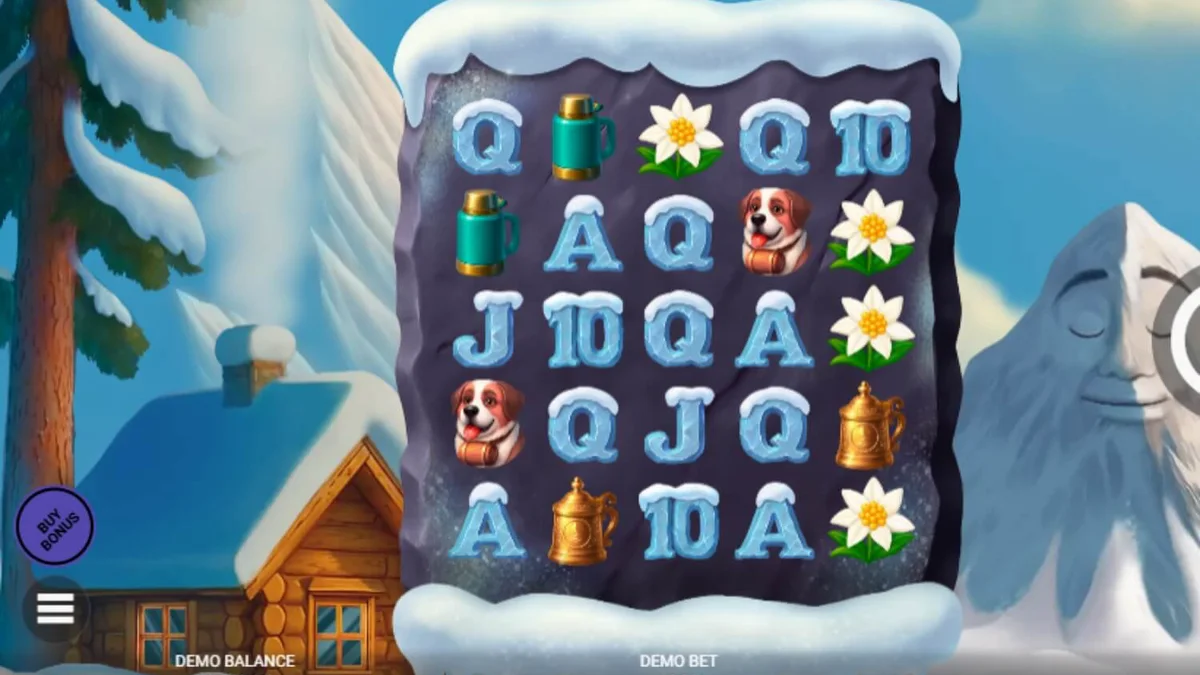 Pemandangan pegunungan bersalju yang indah dalam slot Avalanche